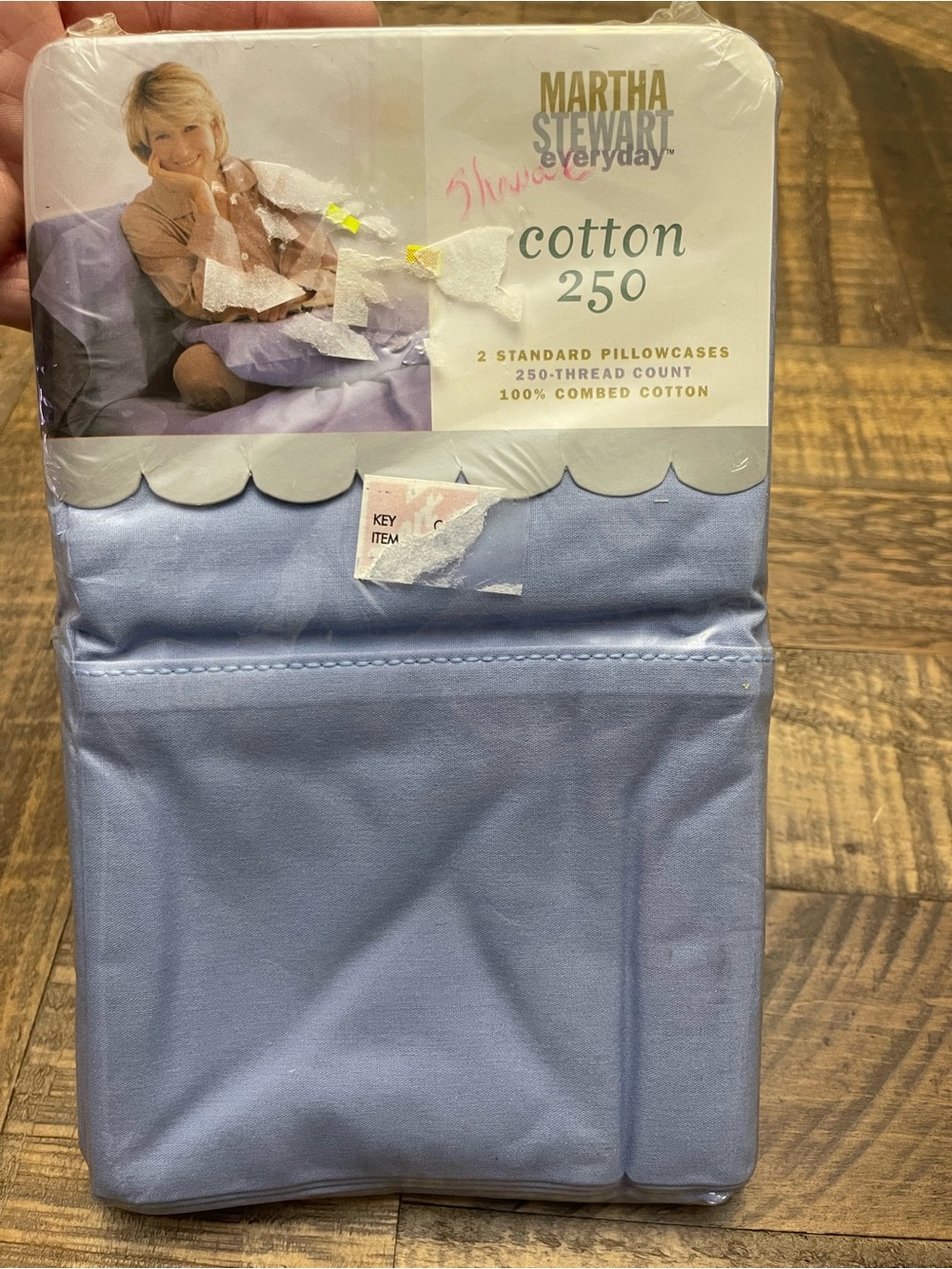 VTG Martha Stewart Everyday Light Blue Scalloped Pillowcases 250TC 100% Cotton